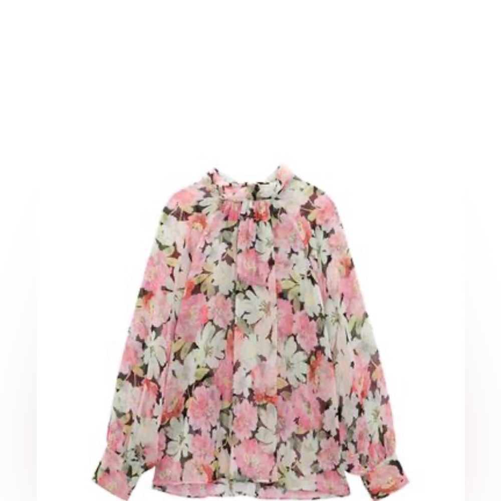 Zara Shirt with high collar and long sleeve cuffs.